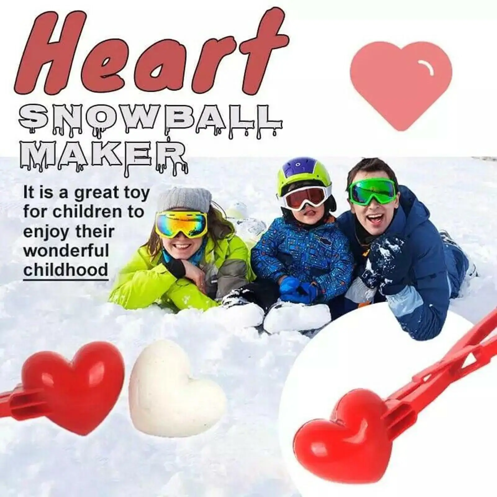 Širdies Formos Putinas Maker Įrašą Vaikų Lauko Žiemos Sniego, Smėlio Kamuolys Pelėsių Plastiko Apkabos, Lauko Įdomus & Sports Vaikų Žaislas
