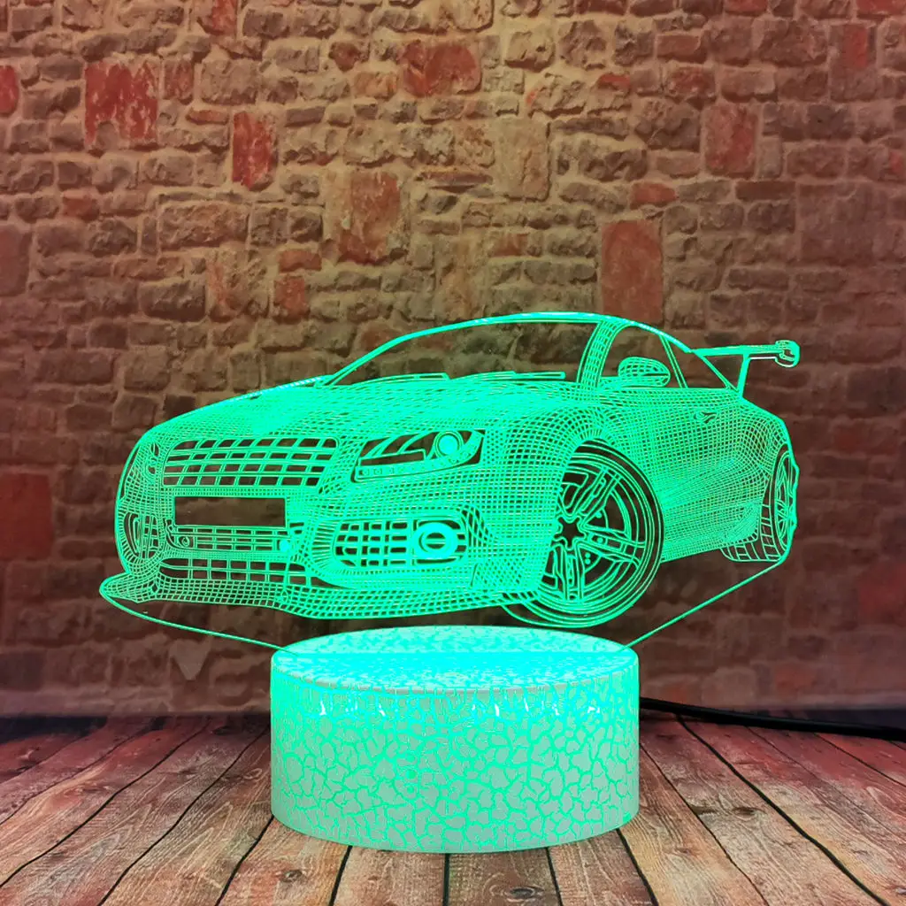 3D Iliuzija LED Stalas naktinė lempa 7 Spalvų Keitimas Modelio Automobilių veiksmo ir žaislas duomenys