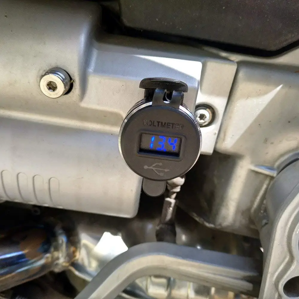 Juodo Aliuminio Lydinio Greitai Įkrauti 3.0 Dual USB kroviklis skirtas BMW Motociklų Triumph Tiger Ducati Voltmeter QC3.0 DIN Lizdas USB