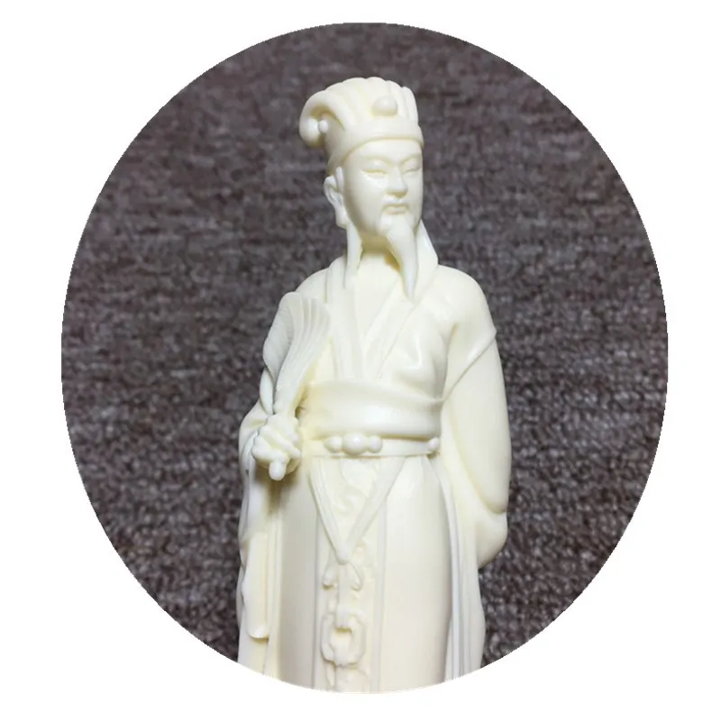 Derliaus pav statula balta ranka raižyti Zhuge Liang skulptūra namų dekoro priedai kambarį palėpėje apdailos amatai