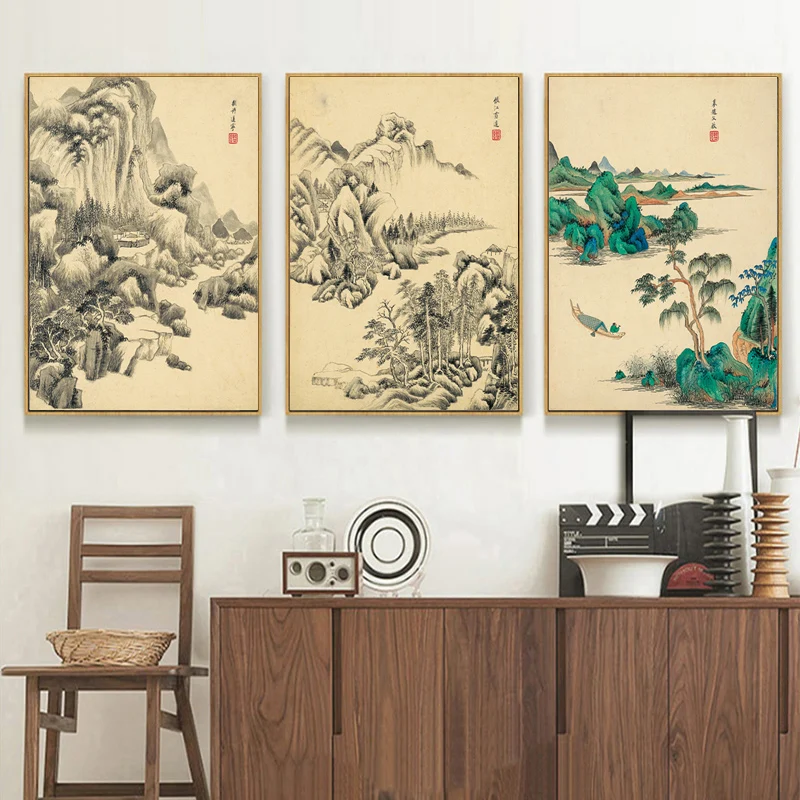 MENO ZONOJE Kinijos Retro Peizažas Klasikinio spaudinių Sienos Menas Drobė plakatai Kūrinys 