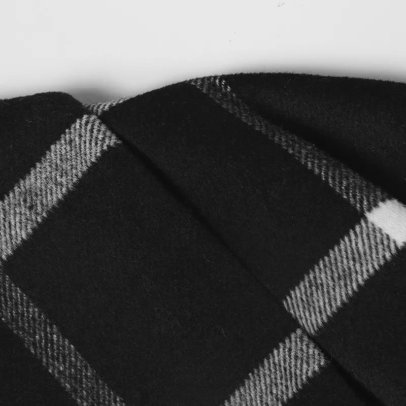 Klasikinis Pledas Vilnos Paltai Moterims 2019 M. Rudens-Žiemos Mados Long Sleeve-line Midi Paltai Moterims manteau femme