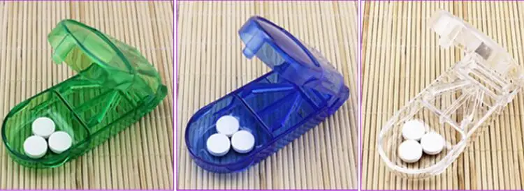 10vnt Mielas Tabletes Atveju Splitter Medicina Tablet Cutter Konteinerių Laikymo Dėžutė Sumažinti Dozės Langelyje Naujas Mėlyna/Skaidri