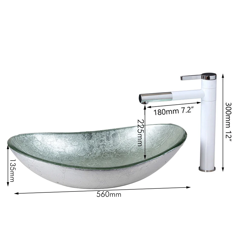 JEINI Vonios kambarys Stiklo Praustuvas Handpainting Bowl Sink Unitazų Baseino Sujungti Žalvario Balta Tapybos Pasukama Snapelis Maišytuvas Maišytuvas Bakstelėkite