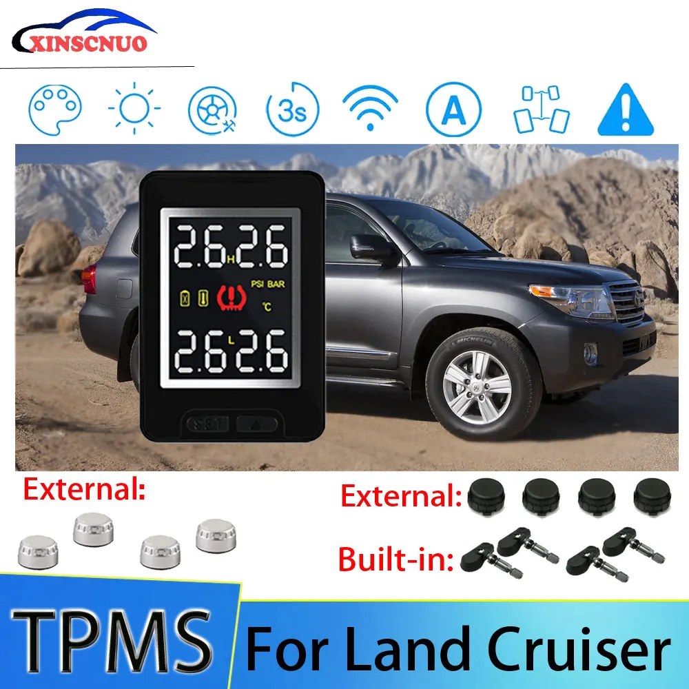 XINSCNUO Automobilių Elektronikos Belaidžio Toyota Land Cruiser TPMS Padangų Slėgio Stebėjimo Sistema Jutiklis LCD Ekranas