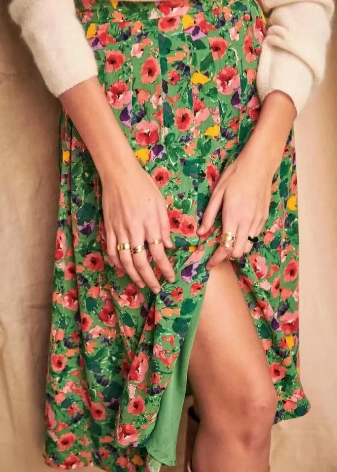 Dave&Di ins bogger anglija derliaus gėlių spausdinti plisuotos šakutės aukštos waists sijonas moterims faldas mujer moda 2020 m. ilgi sijonai, moteriški