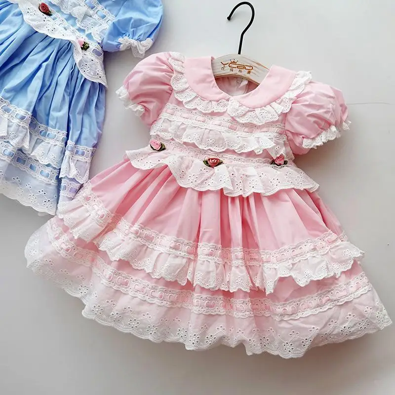 Baby Girl Ispanijos Lolita Princess Suknelės Bamblys Vaikų Vasaros Nėriniai Turkija Vintage Suknelė Vaikams Gimtadienio Suknelė