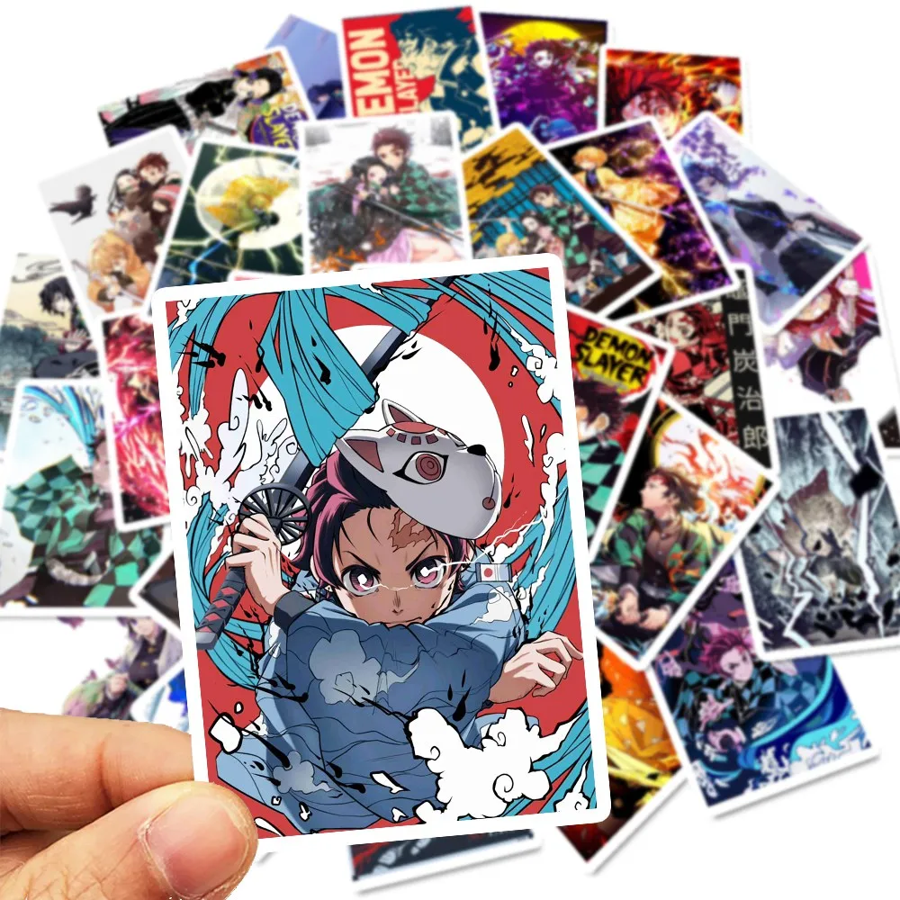 50pcs Demon Slayer Kimetsu Nr. Yaiba Anime Plakatas, Lipdukas Cosplay Rekvizitai PVC, atsparus Vandeniui 