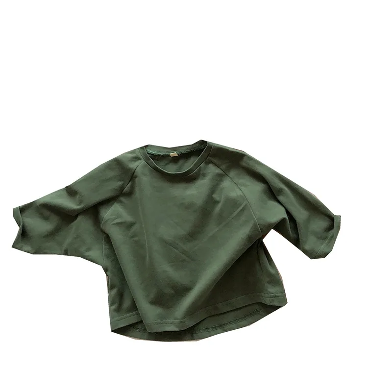 Pagrindinės vaiko marškinėliai Rudenį 2020 korėjos Berniukų ir Mergaičių Medvilnės Visas rungtynes, vientisos Spalvos apvalios Kaklo, ilgomis Rankovėmis Marškinėliai Bazės