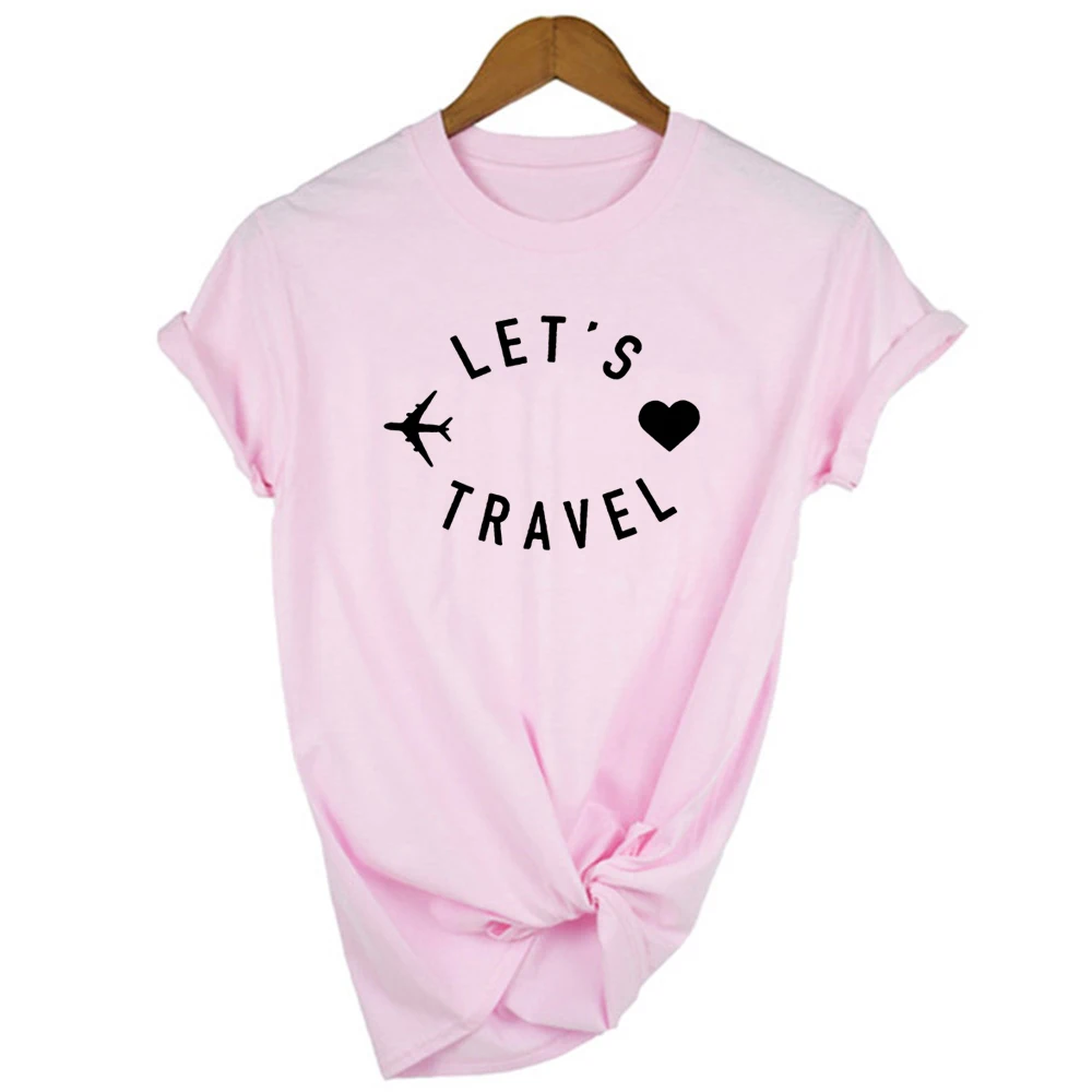 Keliaukime Spausdinti Moterų Estetinės Harajuku T Marškinėliai Atsitiktinis Kawaii Vasaros trumpomis Rankovėmis Kelionę Drabužius Tees Viršūnes Camisetas Mujer