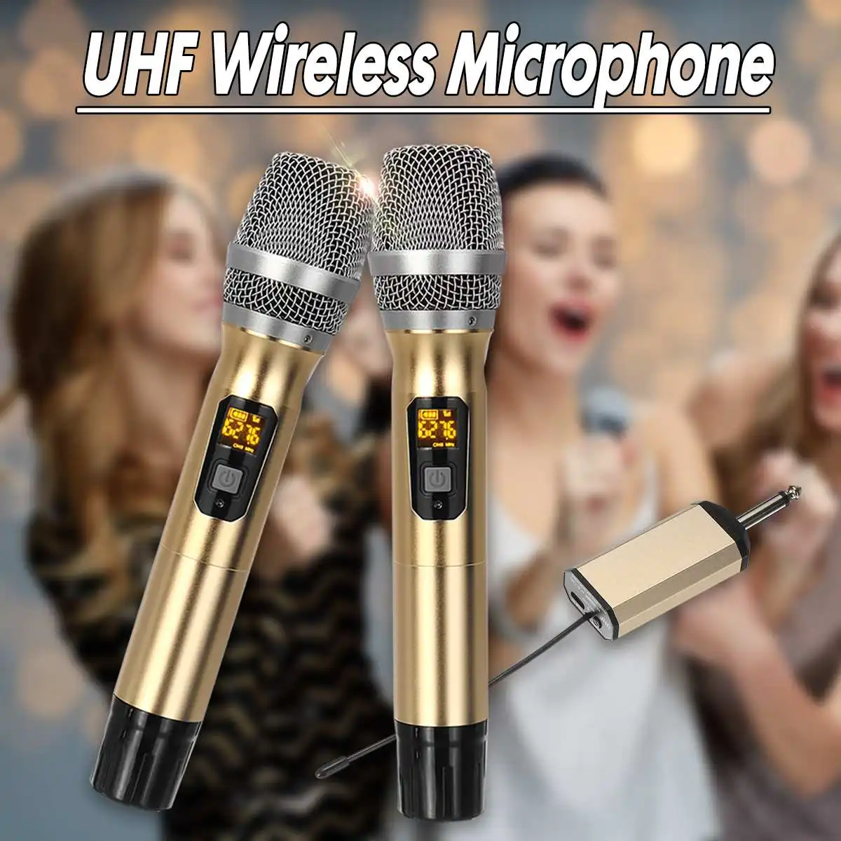 UHF Bevielis Mikrofonas Garsiakalbių Sistema Nešiojamą Mic Belaidžius 2 Mikrofonus Grotuvas Su Mini Skaitmeninis Imtuvas Juostoje Rodo Atlikti