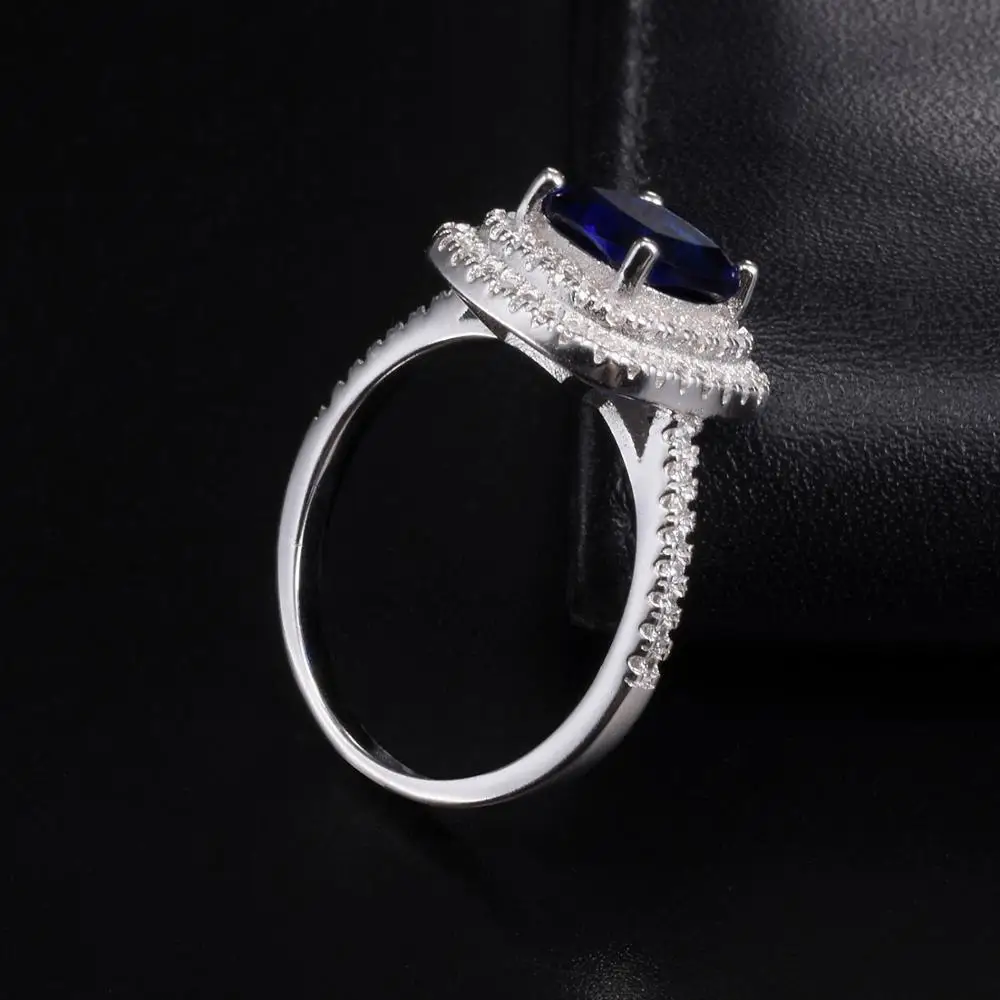 6 stiliaus Realaus 925 Sterlingas Sidabro Žiedai, pirštas, Papuošalai Amžinąjį gamtos Mėlynas Safyras Vestuvių Vestuvinis Žiedas Moterims