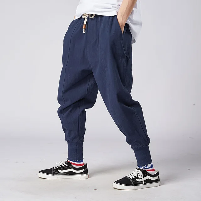 2020 naujos kelnės, vyriški Japonų stiliaus medvilnės ir lino atsitiktinis kelnės vyriškos bėgimo kelnės Kinų stiliaus laisvas kelnes