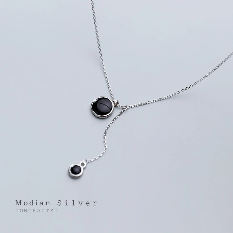 Modian 925 Sterling Silver Black Crtstal 