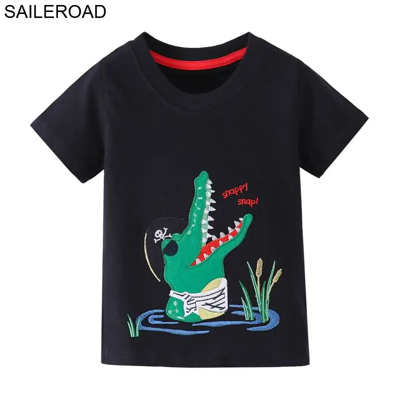 SAILEROAD Krokodilas Siuvinėjimo Berniukų Drabužius Vasarą 2019 Vaikų marškinėliai, Vaikų trumpomis Rankovėmis Marškinėliai Roupa Infantil Menina