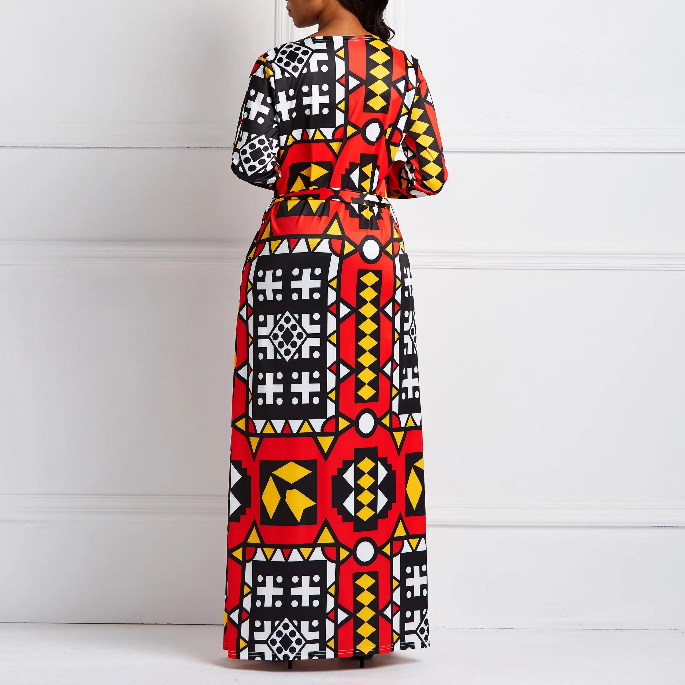 Afrikos Etninės Spausdinti Ilgi Paltai Moterims Paltas Rudenį Outwear Raudona Plius Dydis Moterų Drabužiai Nėrinių Boho Negabaritinių Tranšėjos Paltai
