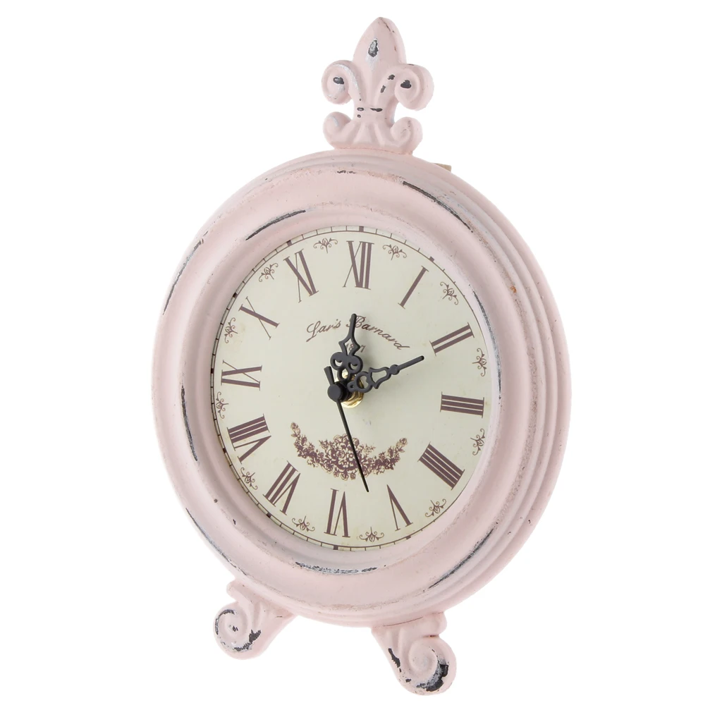 Britų Medienos Laikrodis Retro Rožinė Stalas Stalo Laikrodis Kavinė Ornamentu Meno Kolekcija, Home Office Desk Ekranas