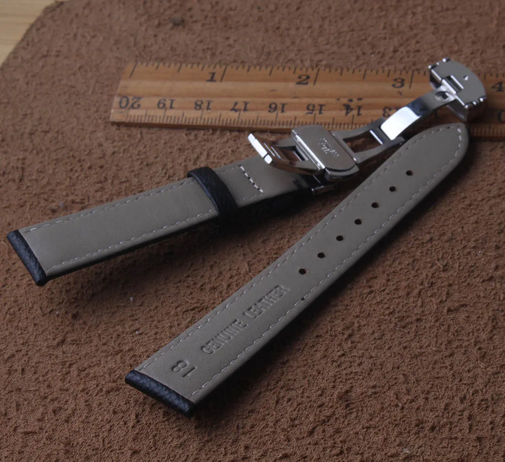 Juoda Driežas Modelio natūralios Odos 18mm 20MM Laikrodžių Dirželiai Juostos Diržo Watchband drugelis Lankstymo Sagtimi Sagtimi Watchband naujas