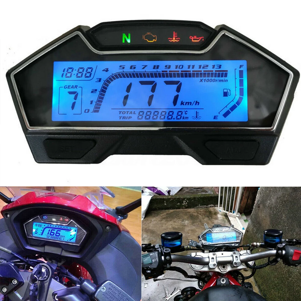 LCD Ridos Kuro Matuoklis Km / H Modifikacijos RPM Greičio Priedai Universalus Apšvietimas Motociklo Spidometras Daugiafunkcinis