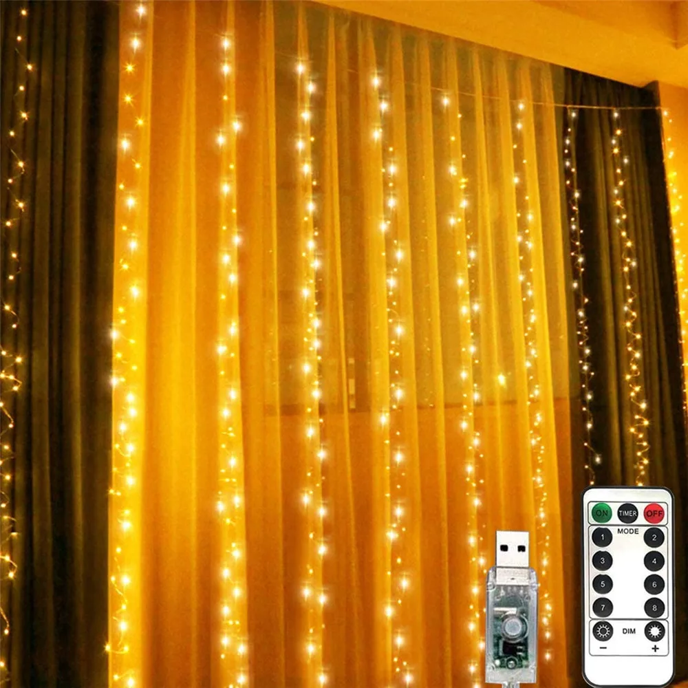3x1M/3x2M/3x3M LED Varinės Vielos Varveklis Užuolaidų Žibintai USB Pasakų Langą String Šviesos Girlianda Už Kalėdos Vestuves Sodas