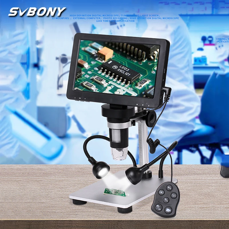 SVBONY SV604 LCD 7 Colių Nešiojamų Mikroskopu 1x-1200x Didinimo, Laidinio Nuotolinio valdymo pulto, Kamera Vaizdo įrašymas su HD Ekranas, Tinka,