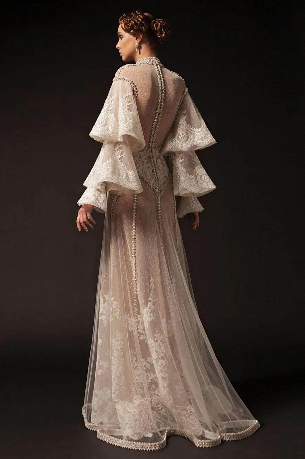 2020 Couture Prom Chalatai Suknelės Aukšto Kaklo, ilgomis Rankovėmis Vakarą Oficialų Suknelė Unikalaus Dizaino Nėriniais, Karoliukais Chalatas de soiree abendkleider