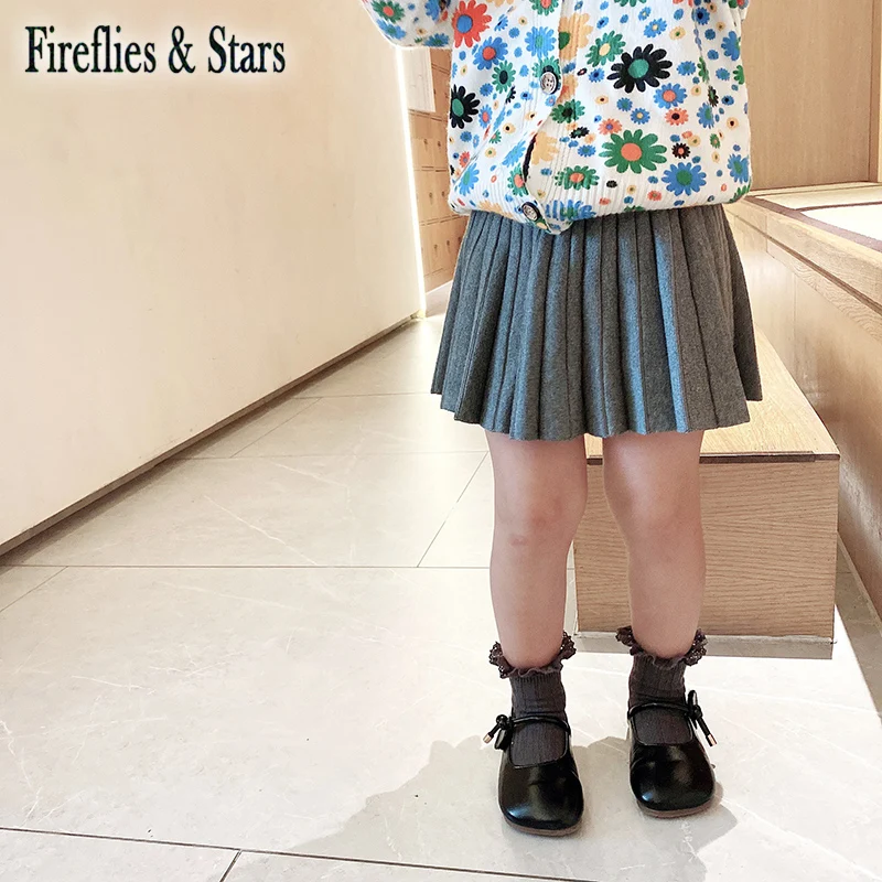 Pavasarį, Rudenį merginos klostuotas sijonas baby mini sijonas vaikai sijonas vaikų nuosėdos mados klasikinis kietas megzti 2 iki 7 metų amžiaus