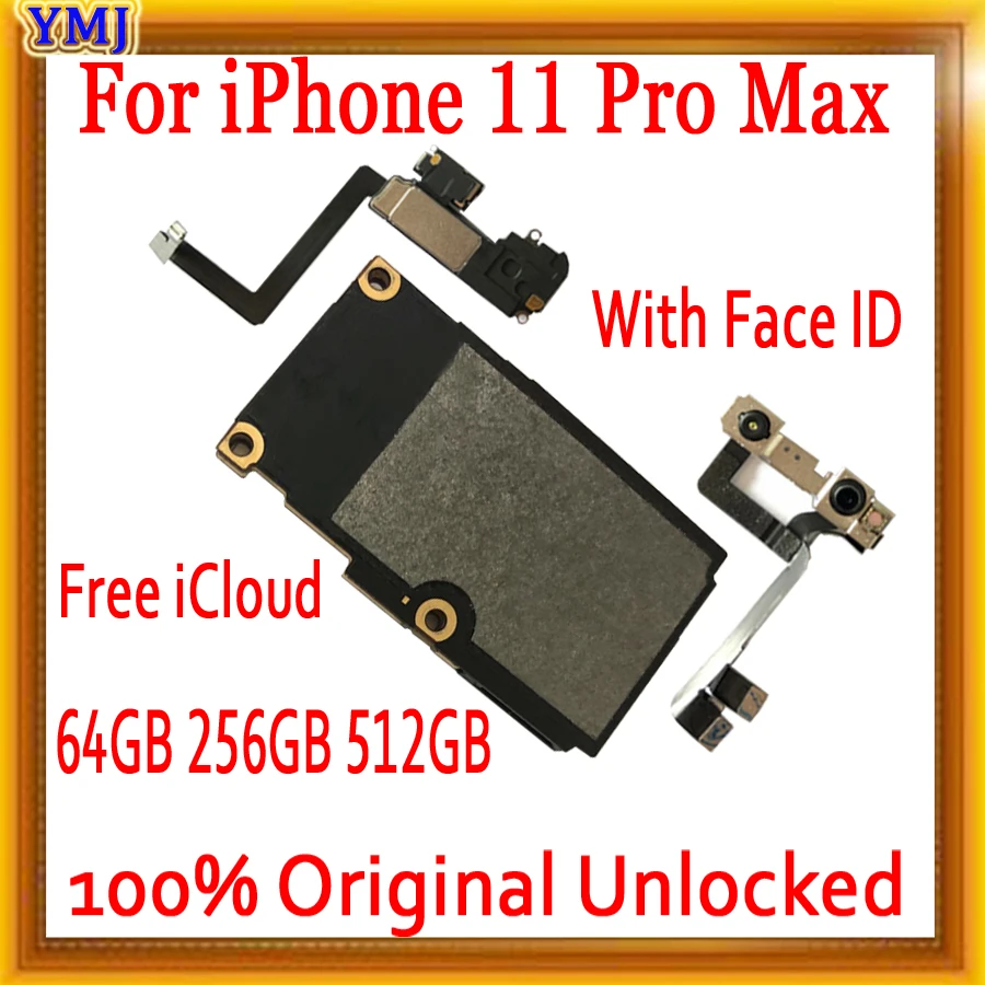 Nemokamas pristatymas iPhone 11 pro max Plokštė Su/No Face ID Originalus, atrakinta iPhone 11 pro max Logika Valdybos geras Išbandytas