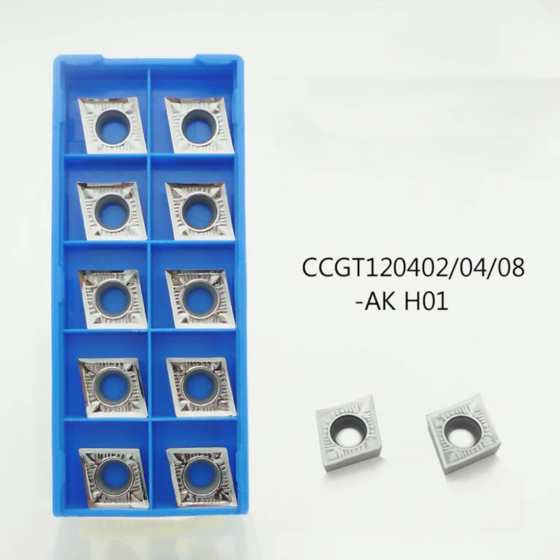 10vnt CCGT120404 AK H01 aliuminio įdėklais karbido vidaus tekinimo įrankis KCDT CNC tekinimo staklių pjovimo intarpai aliuminio vario