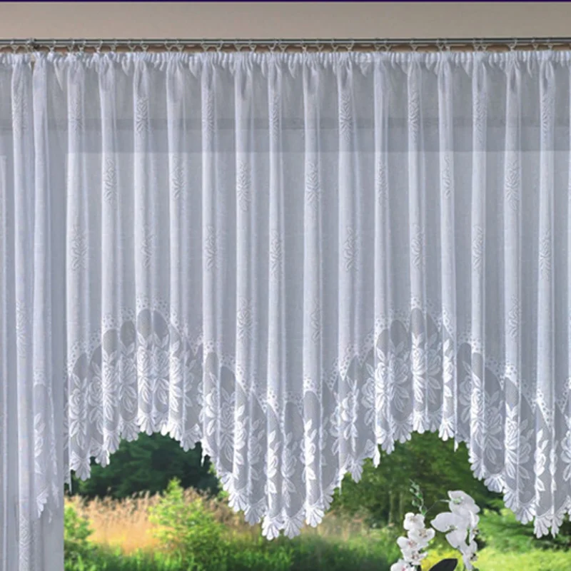 Europos Romantiško Stiliaus Užuolaidų Megzti Žakardo Arch Užuolaidos Pusė Spalvinimas Balta Nėrinių Užuolaidos Didelio Dydžio