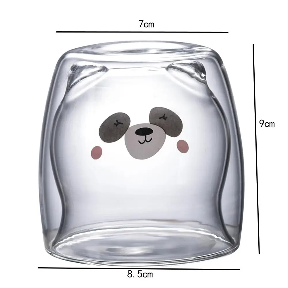 3D 2-lygio Drinkware Mielas Panda Bear Naujovišką Alaus Akiniai atsparūs Karščiui Dvigubos Sienelės Kavos Puodelis Ryte Pieno Sulčių Stiklo