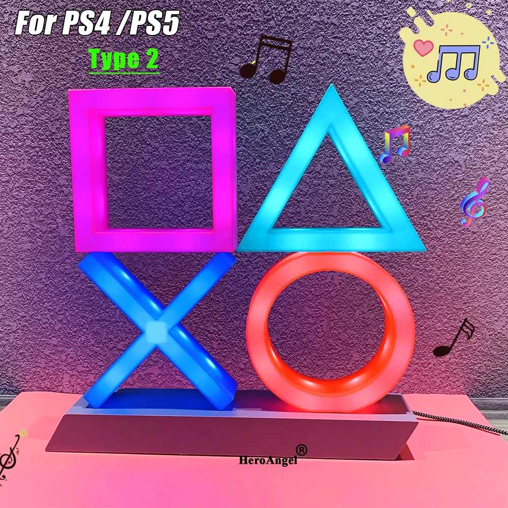 Už PS4/PS5 Žaidimo Piktogramą Lempos Pasirašyti Garso Valdymo Dekoratyvinės Lempos Spalvinga Žiburiai, Šviestuvai, LED Šviesos Žaidimas 2 Tipai