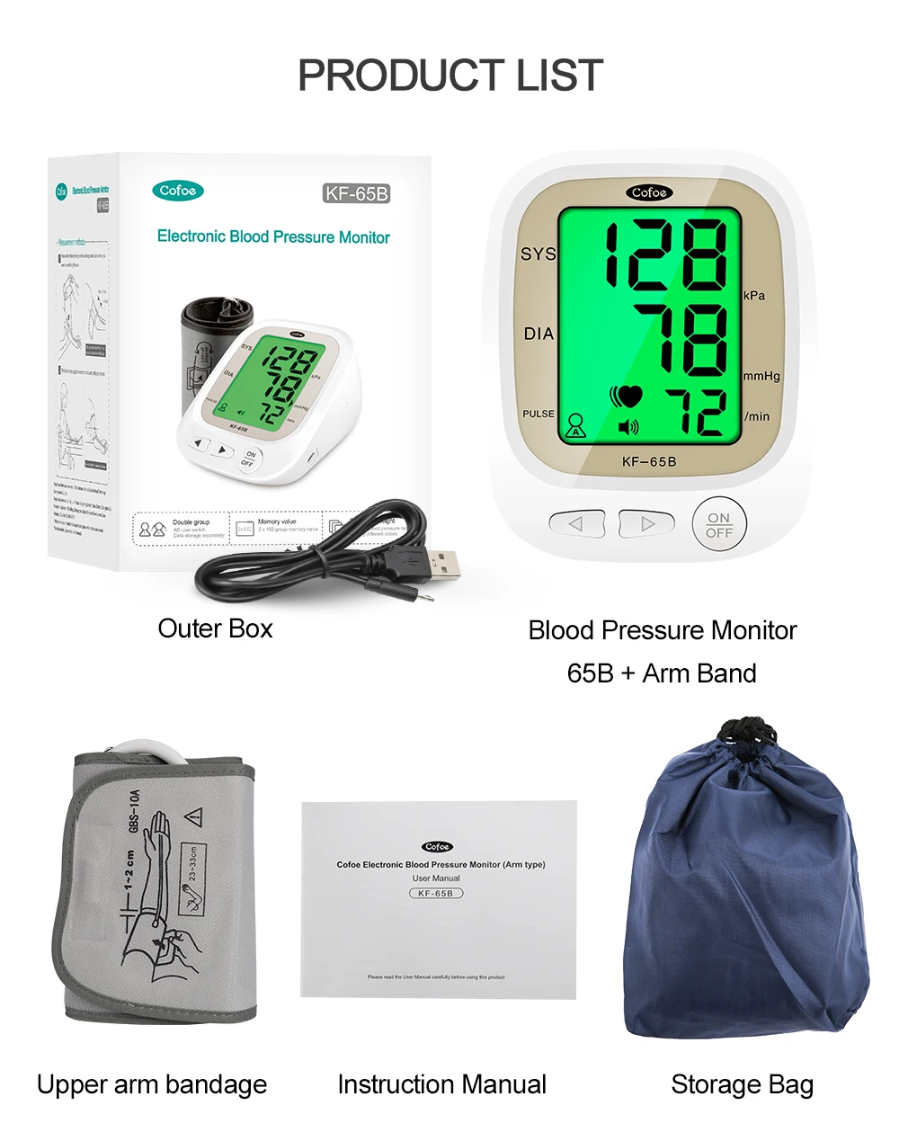 Cofoe Sphygmomanometer Žasto/Riešo kraujospūdžio matuoklis BP Širdies dažnio Matavimas/Aritmija Detektorius Asmens Sveikatos Namai