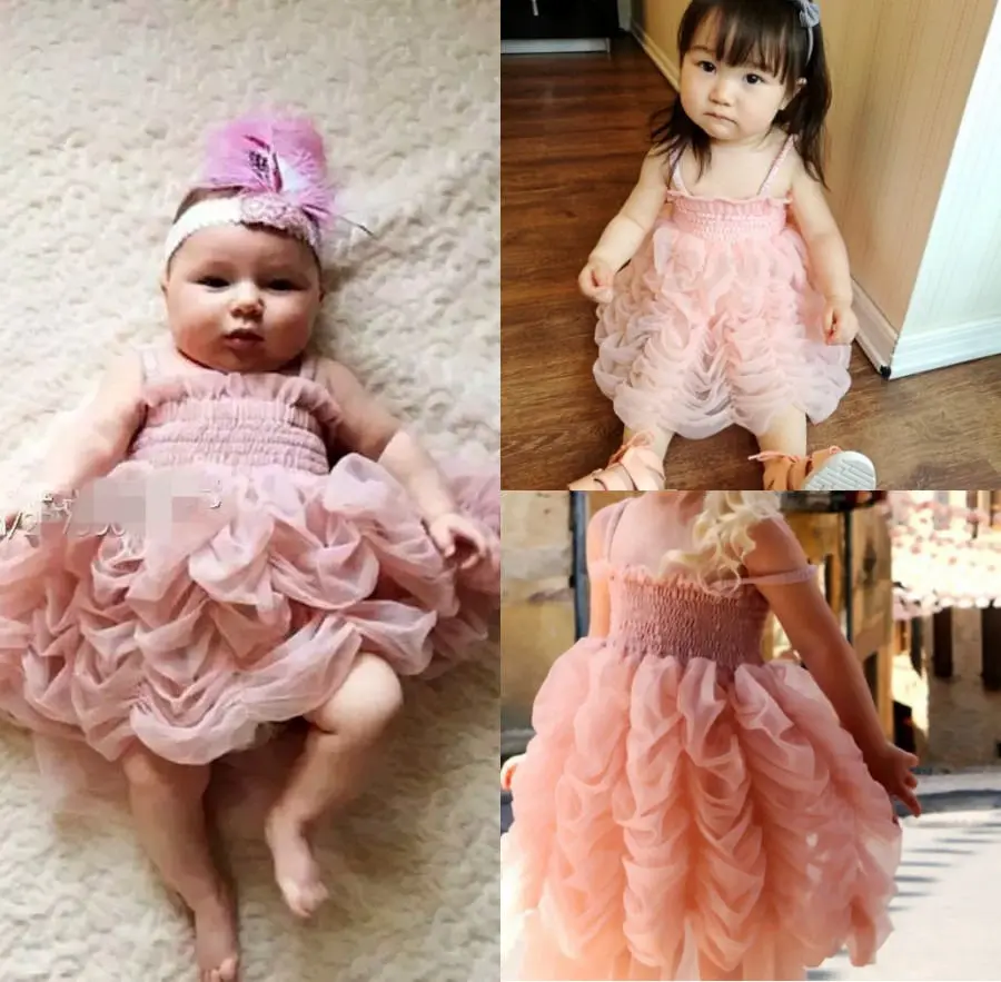 Baby Girl spageti Dirželis Suknelė 2016 M. Vasaros Vaikai Mergina Drabužius Princess Tutu Kūdikių Suknelės Pynimas Burbulas Šalies Tutu Suknelė