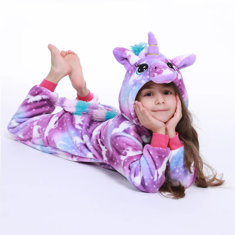 Vaikai Vienaragis Pižama Vaikams Gyvūnų, Animacinių filmų, Antklodė, Pabėgiai Kūdikių Kostiumas Žiemos Berniukas Mergaitė Licorne Jumspuit Sleepwear 4-12Y