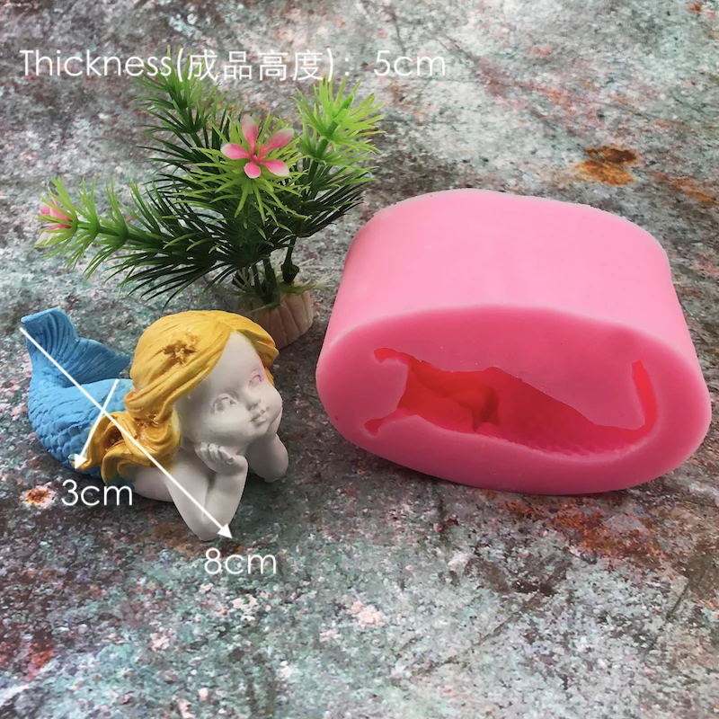 3D Undinė Minkštas Pyragas Formų Storesnis Silikono Formos Tortas Muilo Sluoksnį Žuvies Šakutė Uodega Cukraus Amatų Dekoravimo Kepimo Įrankiai Dervos Meno