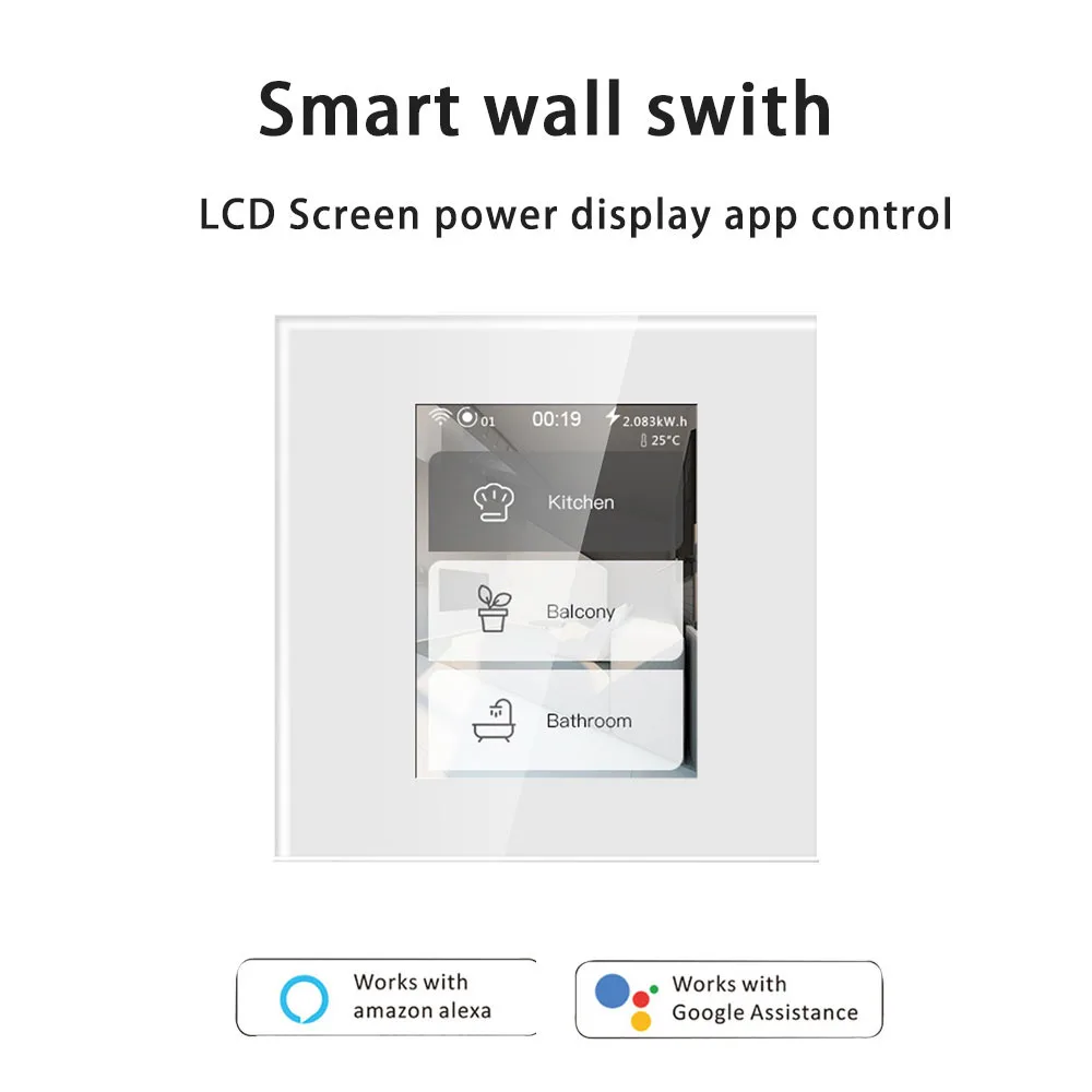 2020 Vėliau kaip per 5 modelio vienoje LCD WIFI Smart sienos Jungiklis, maitinimo ekranas app kontrolės ,alexa,googlehome smart switch smart home