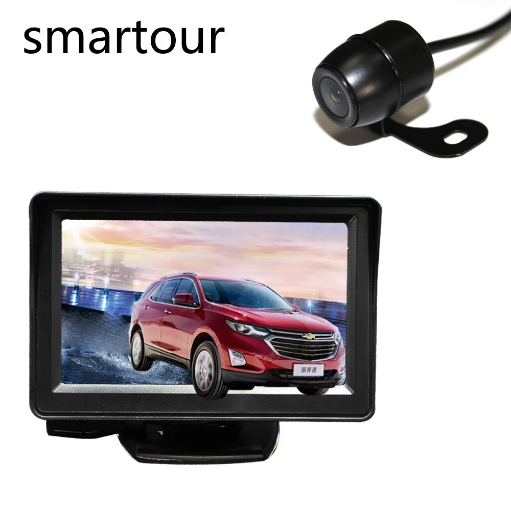 Smartour Automobilių kameros universalus LED šviesos HD galinio vaizdo vaizdo atbulinės eigos parkavimo kamera 4.3 TFT LCD automobilinis monitorius stovėjimo syst