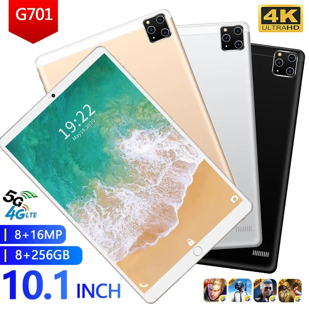 2020 Naujausias G701 Tablet Pc 256G 10.1 Colių 4G Telefonu 8800mAh WiFi GPS Pasaulio Versija 8GB RAM 256 GB ROM Android 9.1 Octa Core