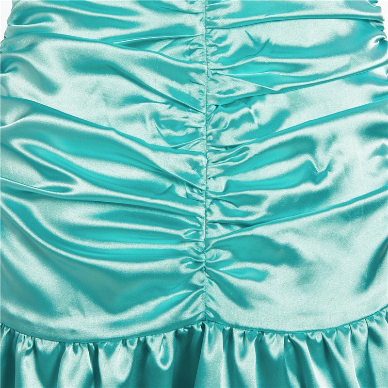 Ohvera 2020 M Sexy Runched Dress Satino Bodycon Spageti Dirželis Vasaros Suknelės Pynimas Hemline Klubo Mini Suknelės Femal Vestidos