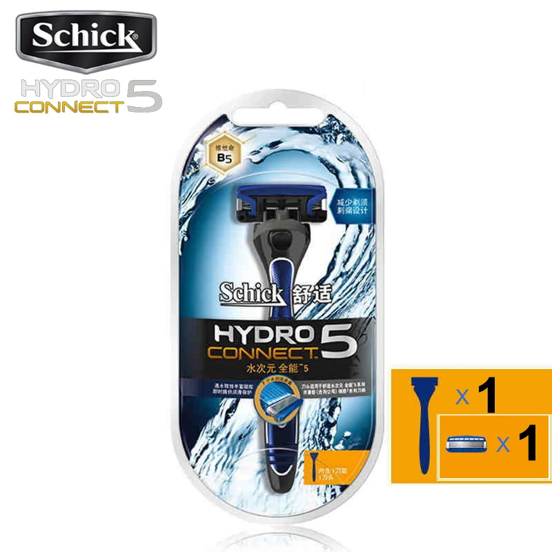 2019 Naujausias Originalus Schick Hydro5 PRISIJUNGTI Razor Vyrų Skustuvas Geriausias Skutimosi Patirtį, Vitaminas B5 papildomą 7 fontanas vienetų