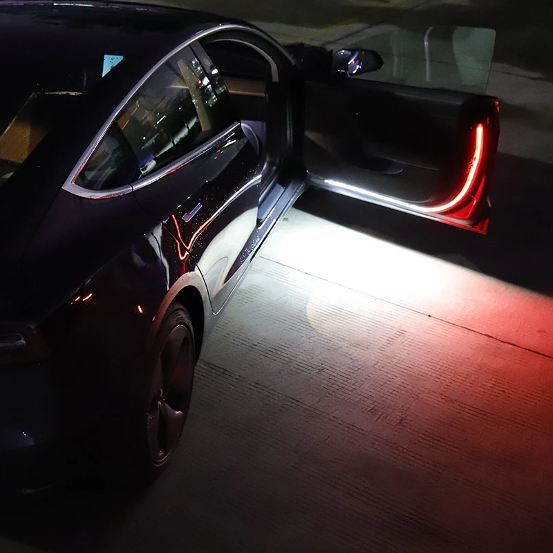 2X 1.2 M Automobilio Duris LED Atsargiai Teka Mirksi Šviesos Ruože Durų Atidarymo Įspėjimo Raudona Kelią Galinis Susidūrimo Srauto Lempos Baras