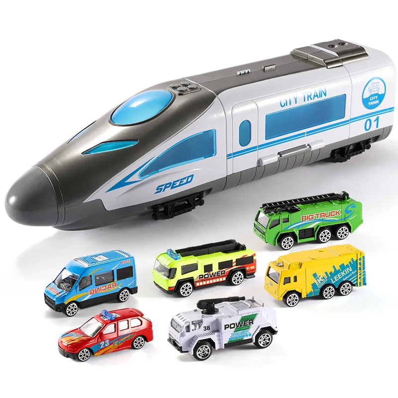 Naujausias 13Pcs Vaikų Traukinio Žaislų Didelio masto Gautinos Takelio Įspūdį Ankstyvo Mokymo Įdomus Automobilio Modelį Inercinės Šviesos Muzika