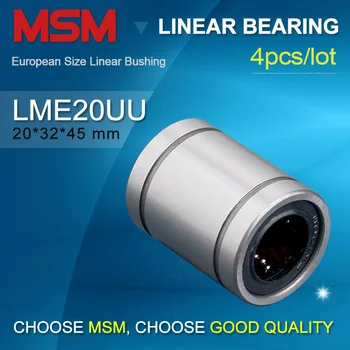 4pcs LME20UU Linijinis Praėjimo (dr20 D32 L45) Europen Standartas Slankiojantiems guoliams h6 Lazdele 20mm Veleno Vadovas LBE20 KB20 SDM20 CNC Dalys