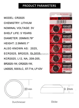 500pcs Dėl maxell originalus cr2025 ECR2025 BR2025 DL2025 KCR2025 LM2025 3v mygtuką baterijos monetiniai ličio baterija žiūrėti