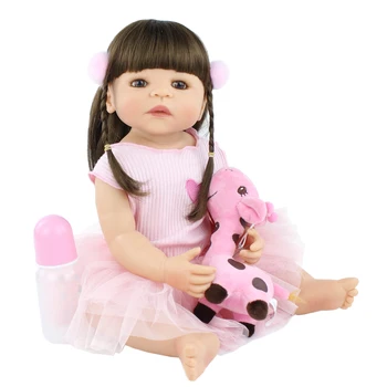 55cm Full Silikono Reborn Baby Doll Žaislas Mergina Rožinė Suknelė Vinilo Princesė Bamblys Kūdikiams Mergina Maudytis Bebe Žaislas Vaikams Gimtadienio Dovana