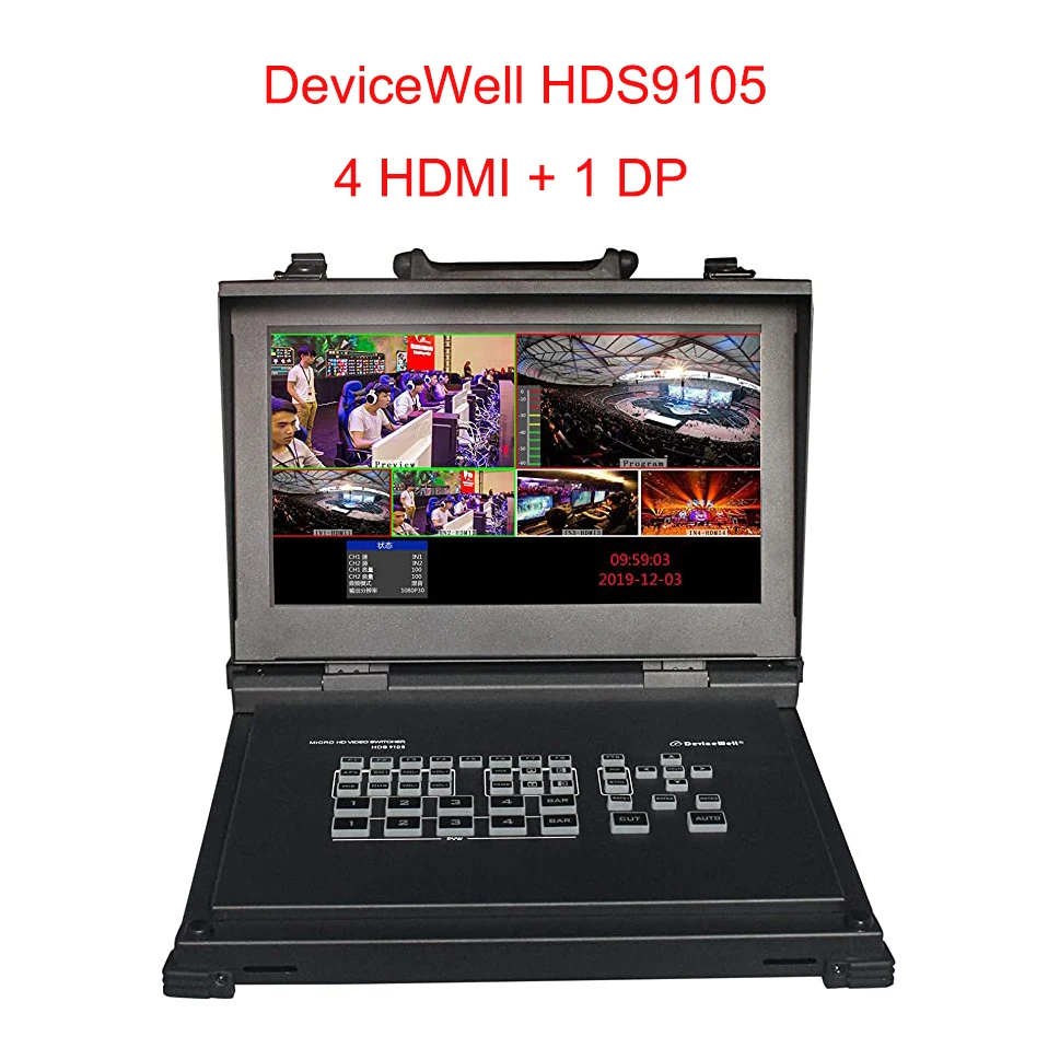 DeviceWell HDS9105 9105 Video Switcher Penkių-Channel high-Definition Palaiko 4 HDMI + 1DP Signalo įėjimai Transliavimo Gyventi