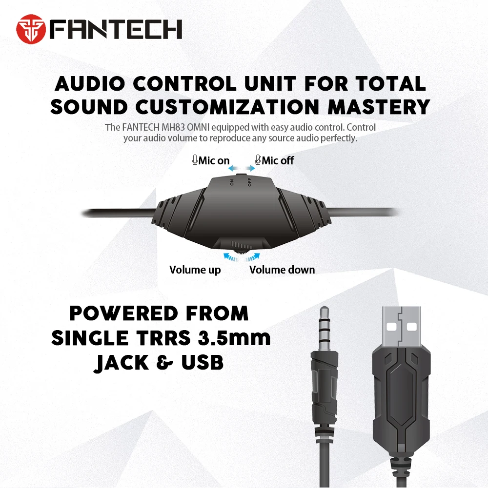 FANTECH MH83 3.5 MM Jacl&USB Ausinės Su Mikrofonu LED Laidinio Žaidimų Ausinės PS4 PC Gamer Ausines Kompiuterinių Ausinių