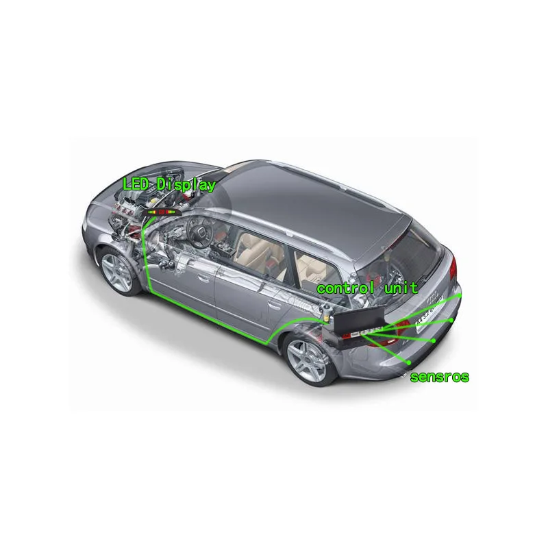 Automobilių Parkavimo Jutiklis Komplektas 4 Davikliai Led Ekranas, Detektorius, Pavojaus Signalo Sistema Priedus Balso Atvirkštinio Atsarginės Radaro Ekranas