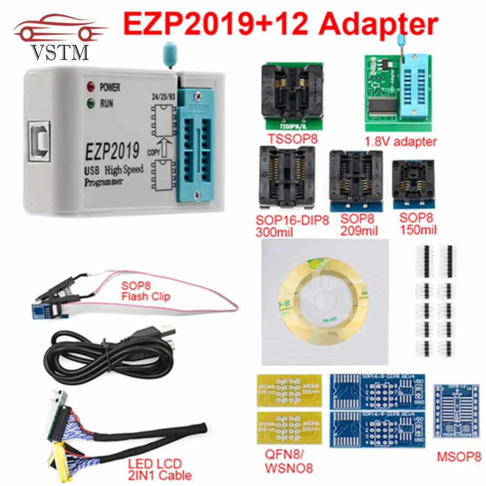 2019 EZP 2019 Didelės Spartos USB Programuotojas EZP2019 su 12 Lizdai pagalbą 24 25 26 93 EEPROM 25 flash bios chip Paramos WIN7&WIN8